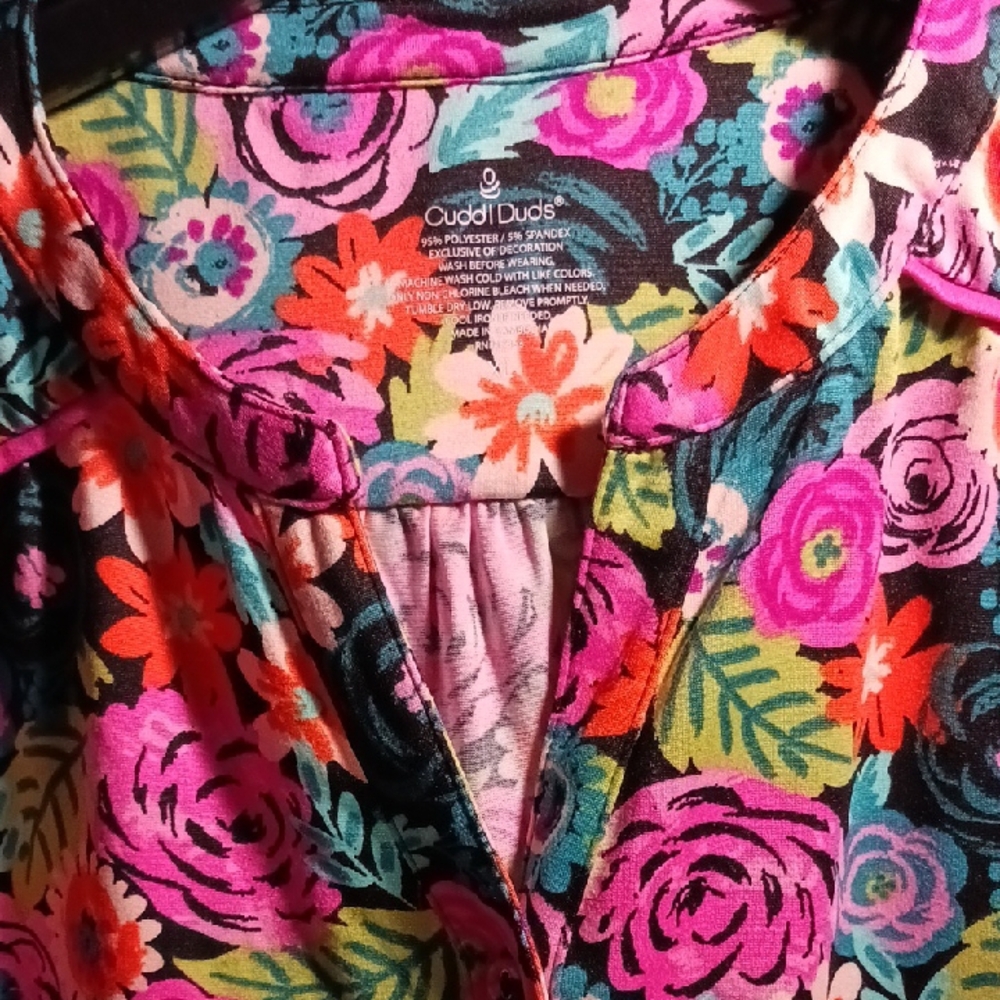 Gorgeous! Cuddl Duds Multicolor Flower Design Pajama Short Set XL 💐🌺🌷🪻🌼 - Picture 12 of 14